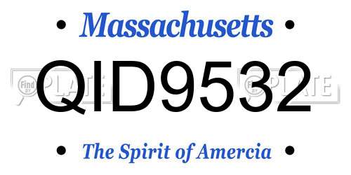 QID9532 Massachusetts License Plate