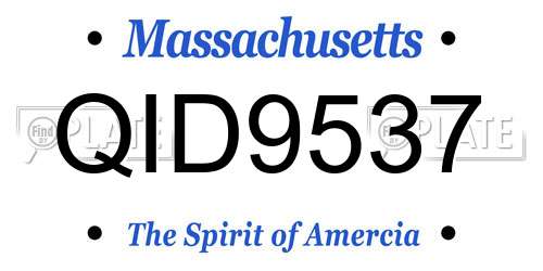 QID9537 Massachusetts License Plate