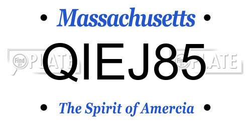 QIEJ85 Massachusetts License Plate