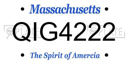 QIG4222 Massachusetts License Plate