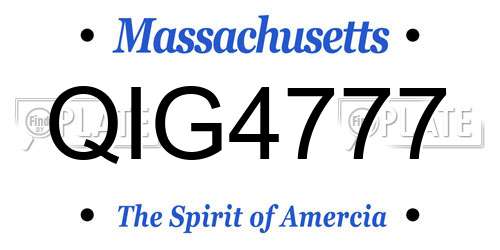 QIG4777 Massachusetts License Plate