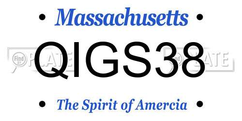 QIGS38 Massachusetts License Plate