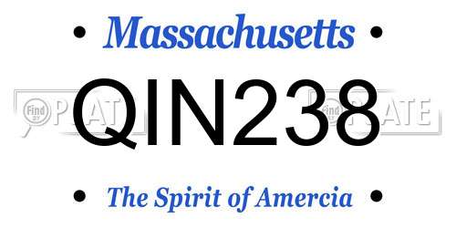 QIN238 Massachusetts License Plate