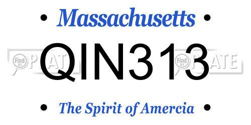 QIN313 Massachusetts License Plate