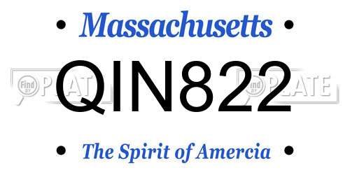 QIN822 Massachusetts License Plate