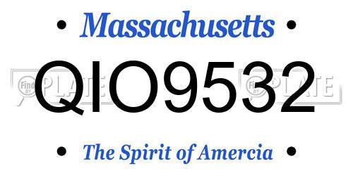 QIO9532 Massachusetts License Plate