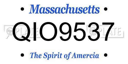 QIO9537 Massachusetts License Plate