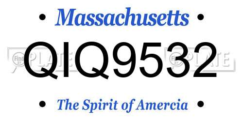 QIQ9532 Massachusetts License Plate