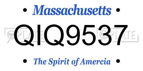 QIQ9537 Massachusetts License Plate