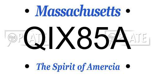 QIX85A Massachusetts License Plate