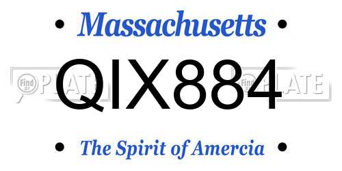 QIX884 Massachusetts License Plate