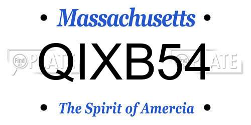 QIXB54 Massachusetts License Plate