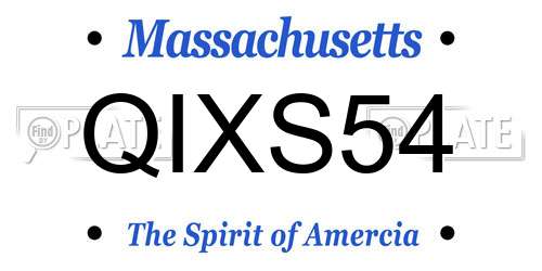 QIXS54 Massachusetts License Plate