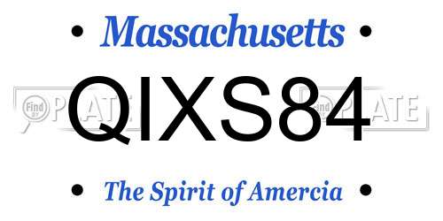 QIXS84 Massachusetts License Plate