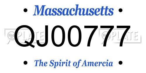 QJ00777 Massachusetts License Plate