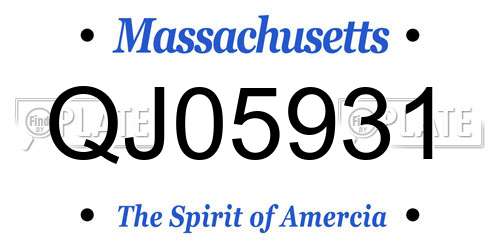 QJ05931 Massachusetts License Plate