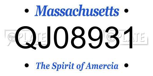 QJ08931 Massachusetts License Plate