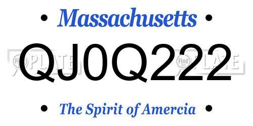 QJ0Q222 Massachusetts License Plate