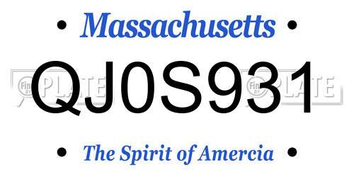 QJ0S931 Massachusetts License Plate