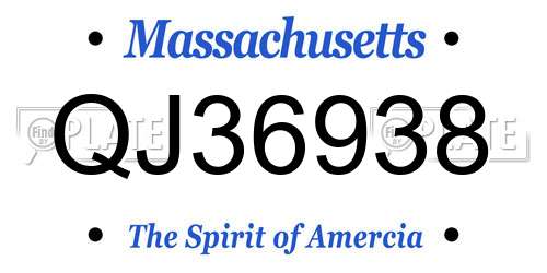 QJ36938 Massachusetts License Plate