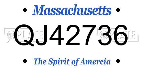 QJ42736 Massachusetts License Plate