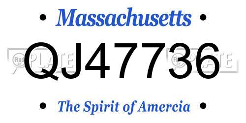 QJ47736 Massachusetts License Plate