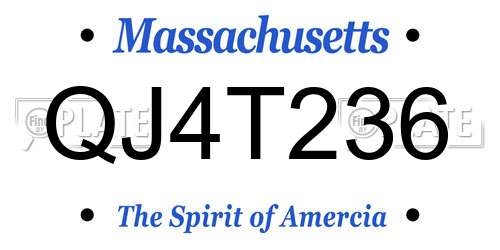 QJ4T236 Massachusetts License Plate