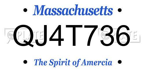 QJ4T736 Massachusetts License Plate
