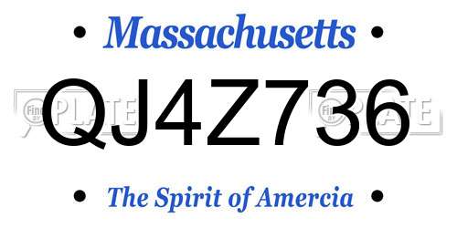QJ4Z736 Massachusetts License Plate