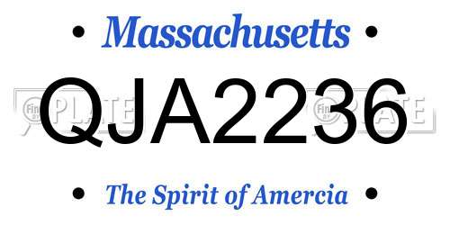 QJA2236 Massachusetts License Plate