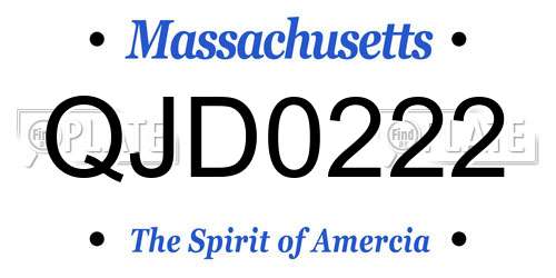 QJD0222 Massachusetts License Plate