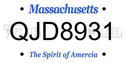 QJD8931 Massachusetts License Plate