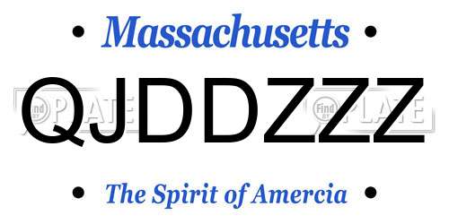 QJDDZZZ Massachusetts License Plate