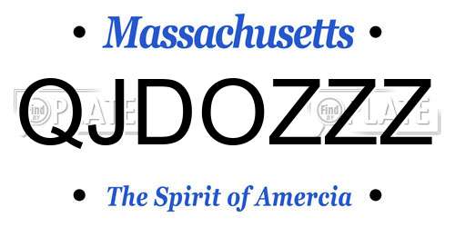 QJDOZZZ Massachusetts License Plate