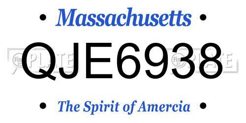 QJE6938 Massachusetts License Plate