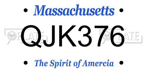 QJK376 Massachusetts License Plate