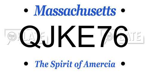 QJKE76 Massachusetts License Plate