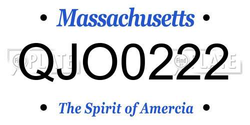 QJO0222 Massachusetts License Plate