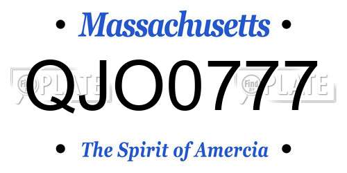 QJO0777 Massachusetts License Plate