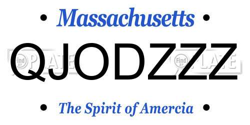 QJODZZZ Massachusetts License Plate