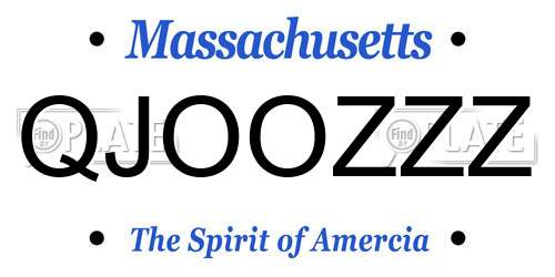 QJOOZZZ Massachusetts License Plate