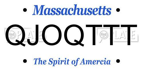 QJOQTTT Massachusetts License Plate