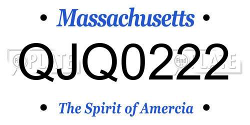 QJQ0222 Massachusetts License Plate
