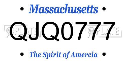QJQ0777 Massachusetts License Plate