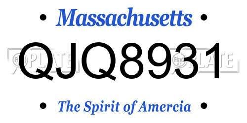 QJQ8931 Massachusetts License Plate