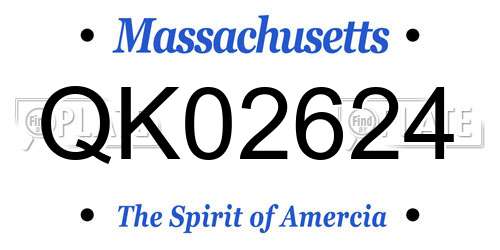 QK02624 Massachusetts License Plate