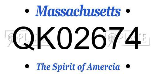 QK02674 Massachusetts License Plate