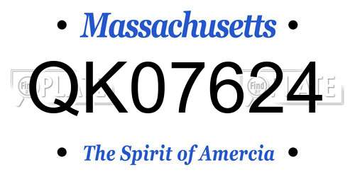 QK07624 Massachusetts License Plate
