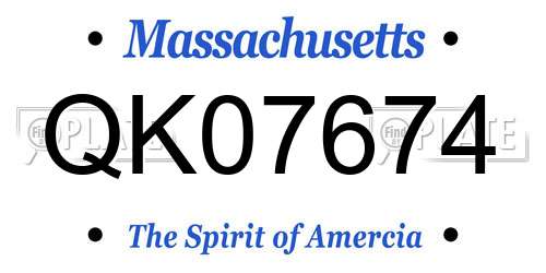 QK07674 Massachusetts License Plate