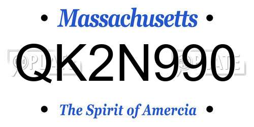QK2N990 Massachusetts License Plate